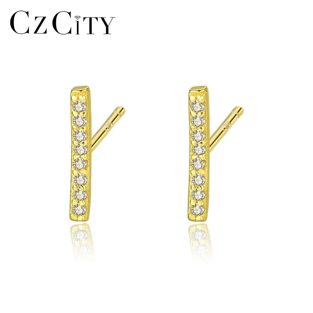 CZCITY 925 Silver Earring Glittering Cubic Zirconia Stud Earrings Fine Jewellery