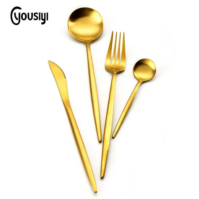 

royal titanium gold plated 18/10 stainless steel cutlery set for wedding, Black;gold;rose gold;silver;pink;blue