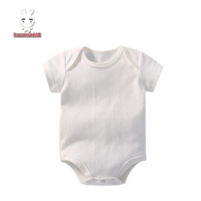 

100% cotton White baby shoulder buckle romper short sleeve triangle bodysuit blank wholesale baby onesie buy baby rompers