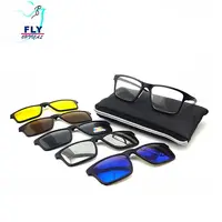 

2019 Super hot Custom logo Eyewear 5 in 1 Magnet Polarized Sunglasses Interchangeable Magnetic clip on eyewear