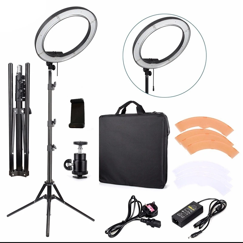 

Photography Photo Studio 480 LED Ring Light 5500K Dimmable Camera Ring Light 18 inch Lamp with Tripod Stand, Check the picture