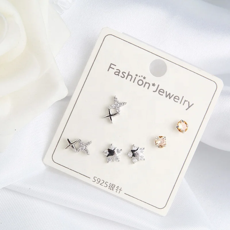 

High quality sterling silver pin weekly earring set smart silver earring set, Any color is possible