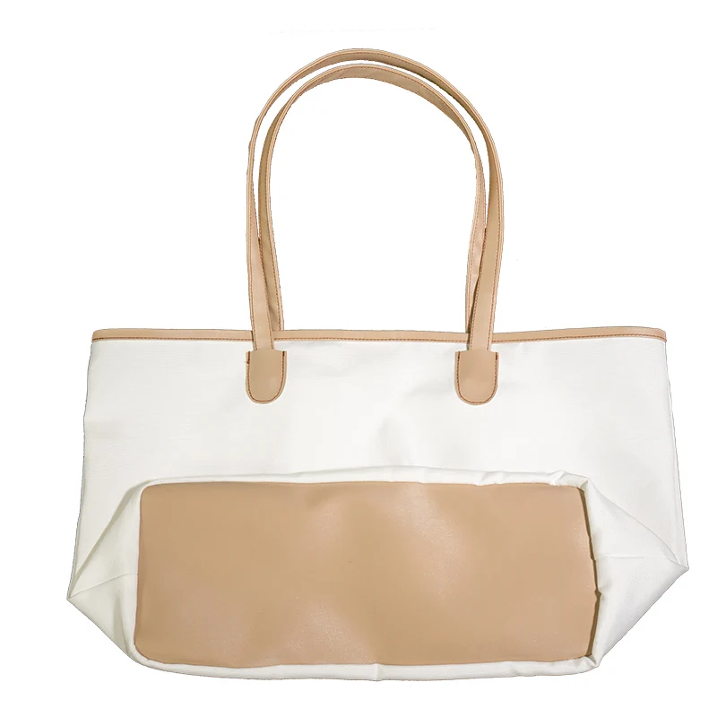 Free shipping support online click order factory fast delivery cotton and pu leather splice canvas tote bag with leather handle