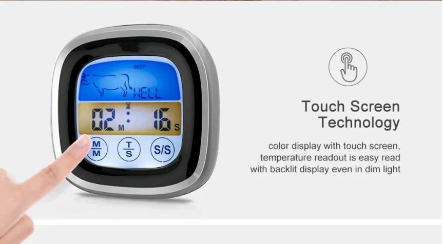 Digital Meat Thermometer Colorful Screen with Backlight Both for Kitchen and Outdoor Meat Thermometer