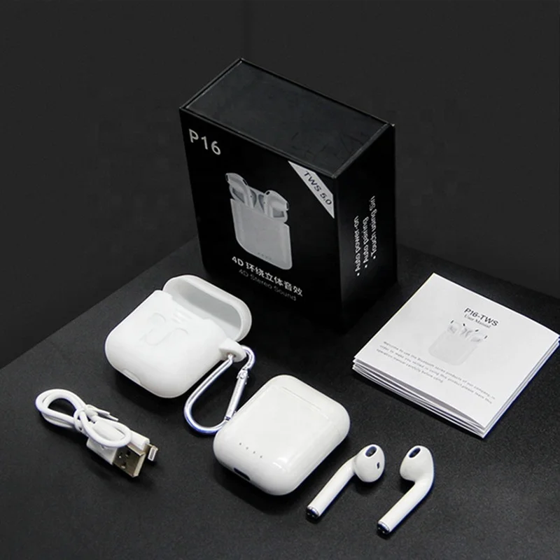 

Hot Sale high quality 5.0 blue tooth tws earbuds wireless earphone with wireless charging, White