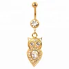 New arrival gold owl dangle jeweled belly button navel ring