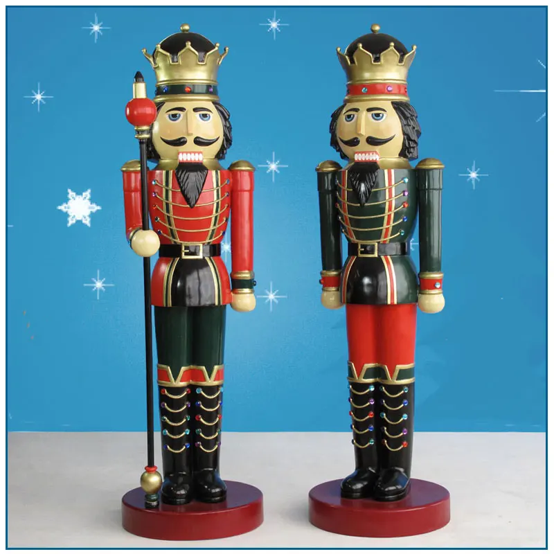 Outdoor Christmas Decoration Product Fiberglass Resin Life Size Nutcracker Soldier Statue For