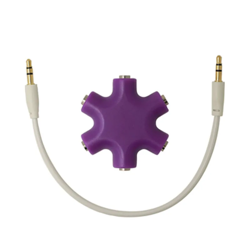 

NEW 6 Way 3.5mm Jack Multi Headphone MP3 Hub Audio Splitter, Black, blue, red, white, green pink purple
