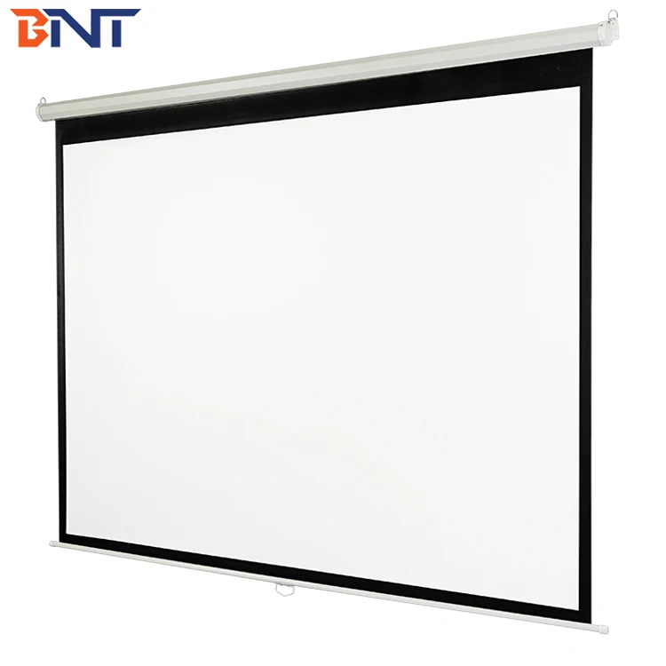BNT Manual Ceiling Mount Projection Projector Screen With Self Locking 100 Inch
