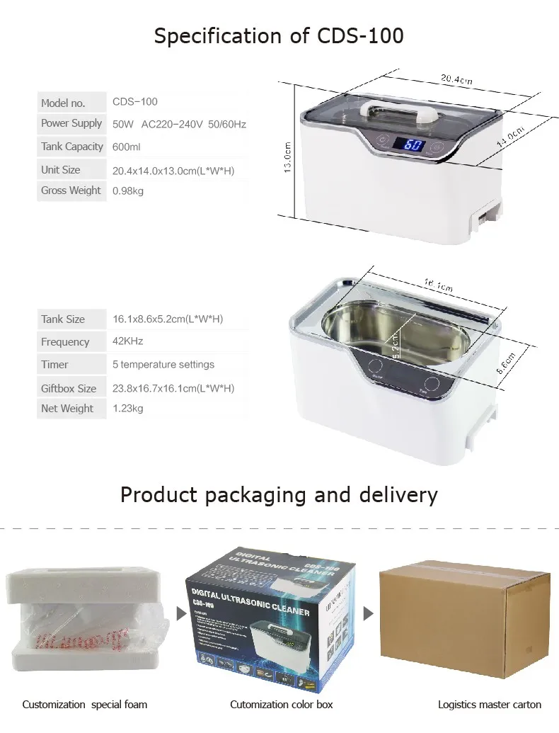CDS-100 ultrasonic cleaner for jewellery watch shop present gift