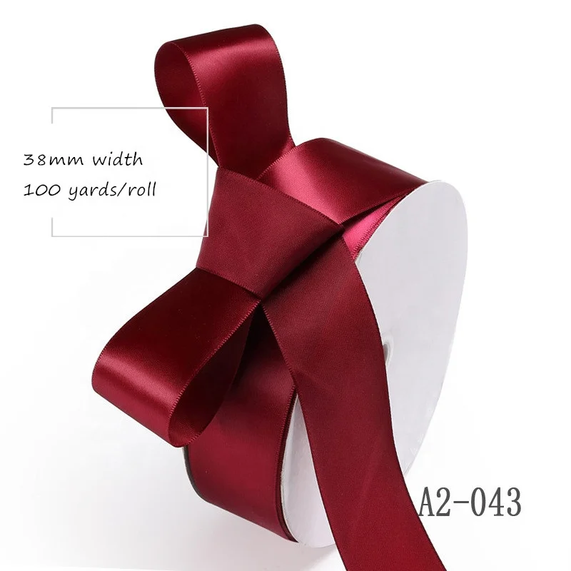 

high density polyester ribbon  satin ribbon burgundy color for wedding decorations, 196 colors available