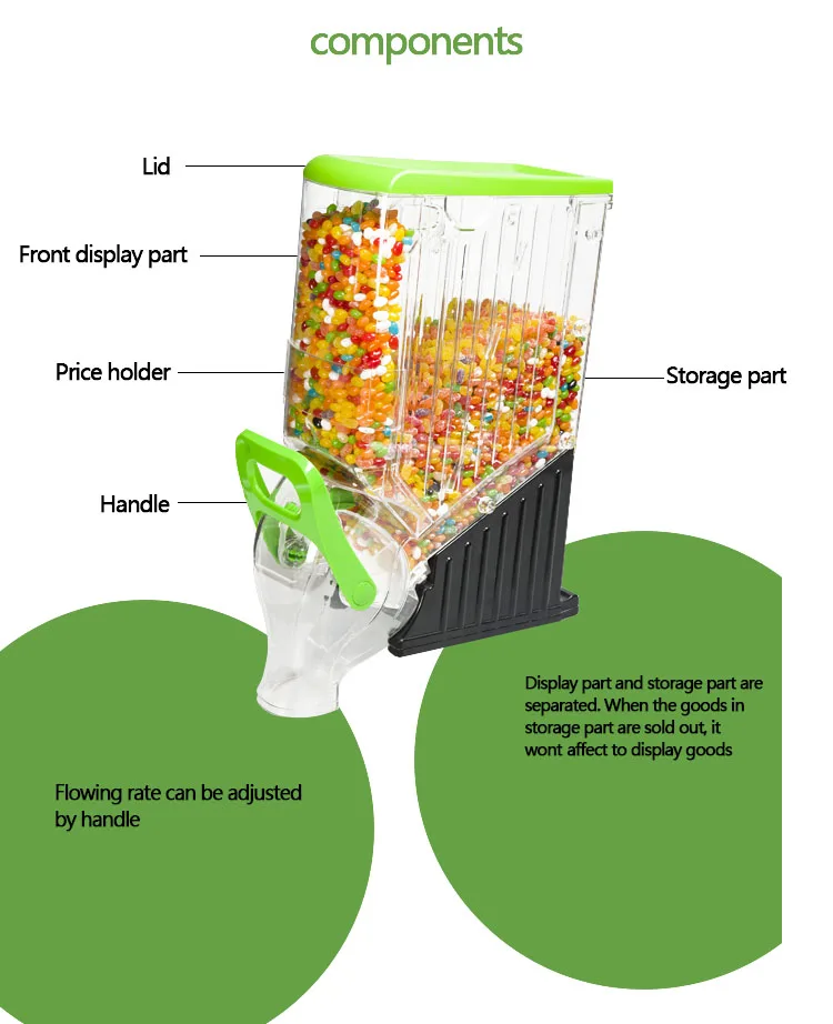 Factory Supply Clear Acrylic Bulk Food Dispenser Bin Cereal Candy Nut