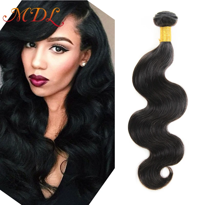 

MDL hair Malaysian 7A grade body wave hair weave bundles remy human hair extension, Natural color 1b