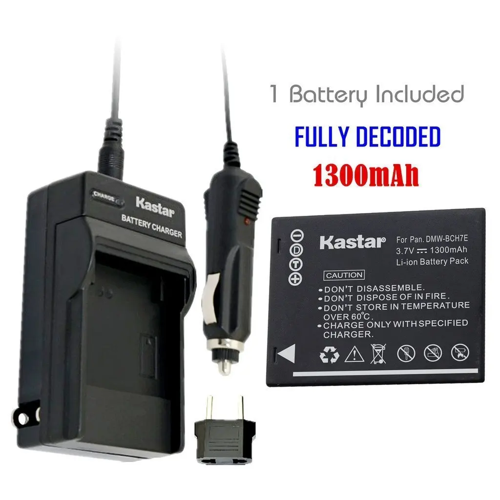 Kastar Battery (1-Pack) and Charger Kit for Panasonic DMW-BCH7, DMW-BCH7PP, DMW-BCH7E, DE-A76 work with Panasonic Lumix DMC-FP1, DMC-FP2, DMC-FP3, DMC-FT10, DMC-TS10 Cameras