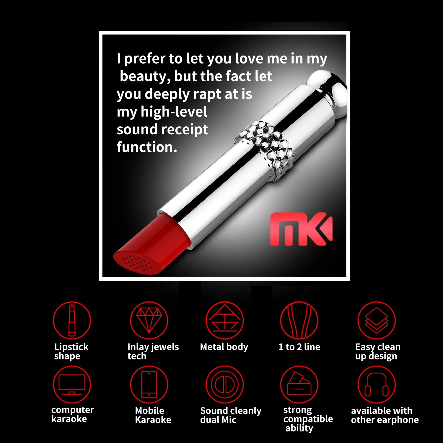 2018 Lipstick Design Karaoke Microphone For Android Tv,Mini Microphone