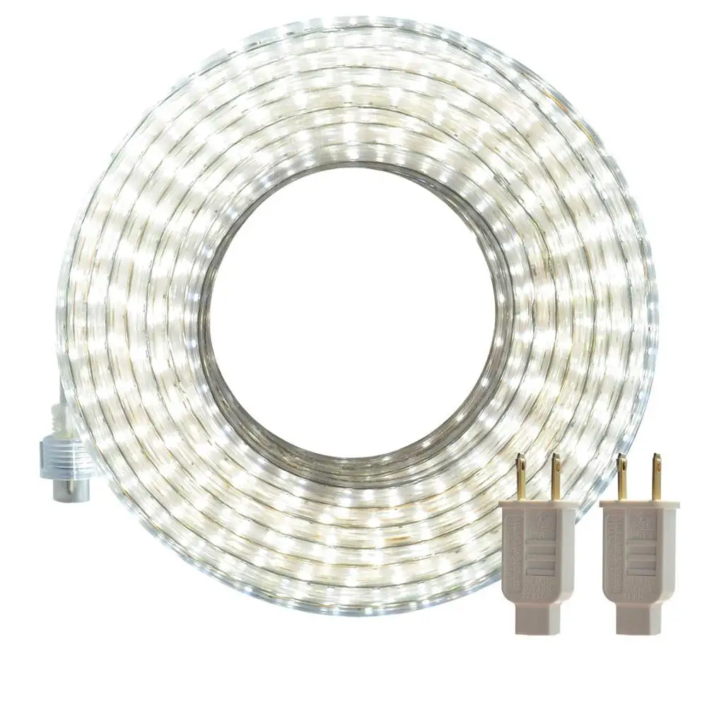 Indoor Outdoor LED Rope Lights 50ft Flat Flexible Strip Light Connectable 6000K Daylight White Home Backyards Decorative Light