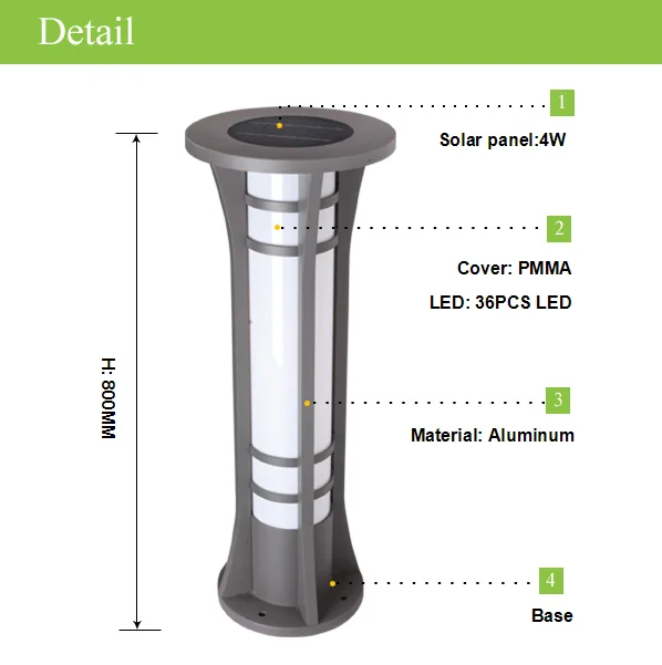Warm light CE solar led lawn light for garden lighting solar lawn light