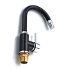 LED Temperature Control Sanitary Ware Pull Down Spray Black Kitchen Faucet