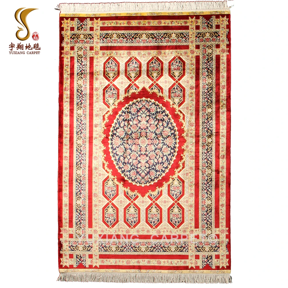 

Nanyang Yuxiang 4x6 ft Luxury Romantic RED Rose Design Handmade SILK RUG for Home Decor
