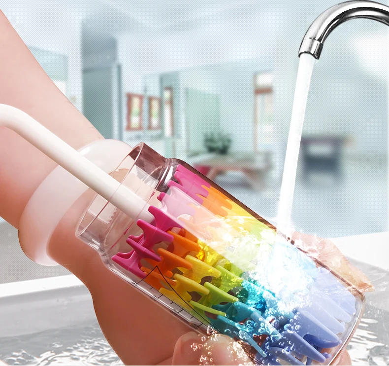 

360 degree rotating anti-bacterial silicone milk bottle brush, Pantone color