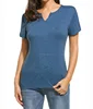 Hot sale Women's Casual Cotton Stretchy T shirt V neck Tee Solid Color Fashion T Shirt Short Sleeve Tee