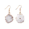BOJIU Natural Druzy Stone Fish Hook Earrings For Women Trendy Drusy Pendant Gold Copper Drop Dangle Stalactite Earring EA055