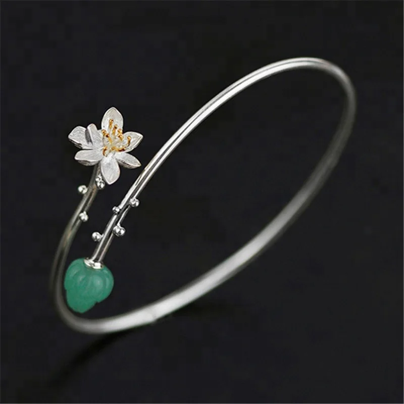

Delicate jewelry Lotus Whisper women bangle, Pink,green