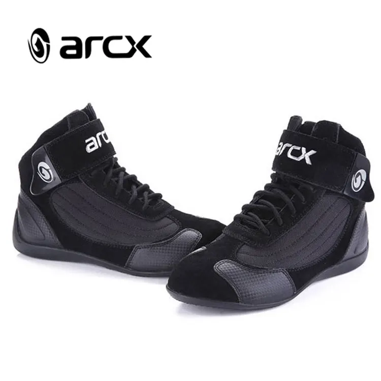 

ARCX Men's Motorcycle Boots Moto Riding Boots Genuine Cow Leather Motorbike Touring Ankle Shoes Speed Riding Boots, Black
