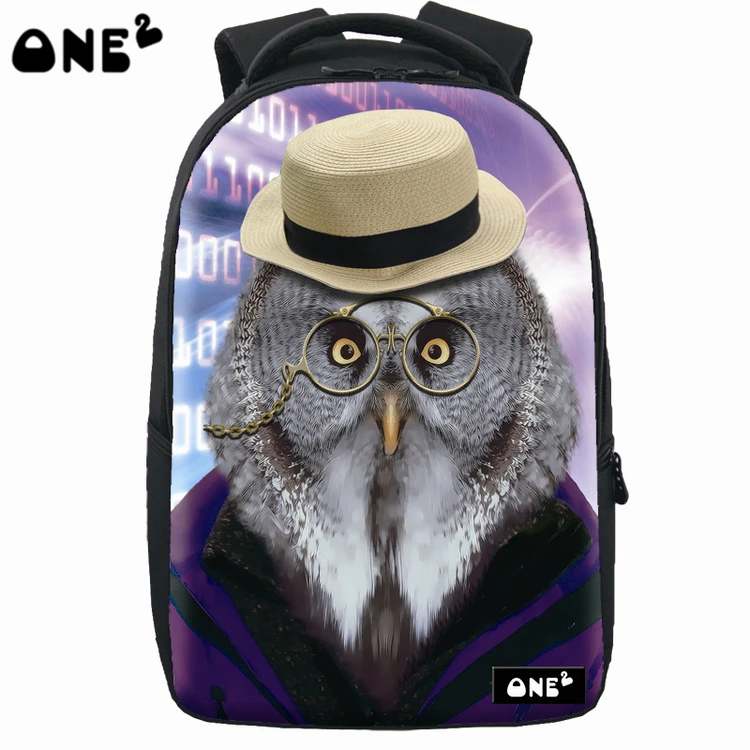 

ONE2 design night owl pattern school bag clear backpack for laptop large capacity comfortable padded, Customized