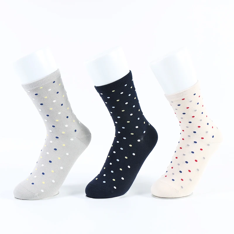 

New fashion girl wholesale ankle luxury polka dot women crew socks, Gray,beige,dark blue