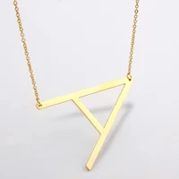 

Large Sideways Initial Gold Letter Pendant Monogram Necklace For Women