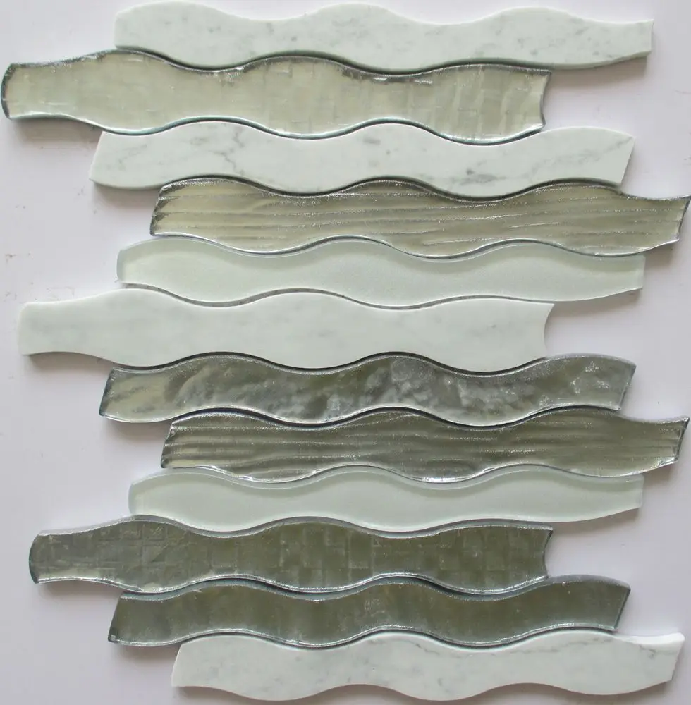 Wavy Gl Tile Backsplash O2 Pilates Wavy Gl Tile With Art