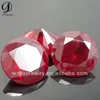 Big size round shape deep red 8# ruby stone price lower synthetic corundum