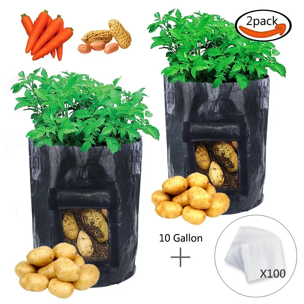 Black Garden Potato Grow Bags Portable Durable Big Home Farm Planter