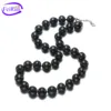 FEIRUN 12-13mm close to round black color nice cultured freshwater pearl woman statement necklace