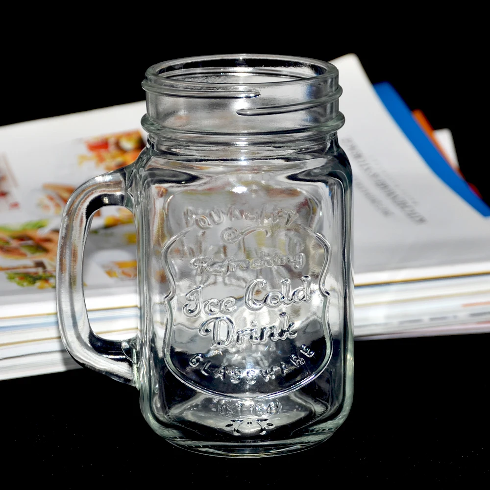 
500ml ice cold drink colored glass mason jar with straw metal lid 