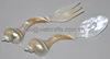 Shell and mother of pearl utensils, shell serving set, 20cm long