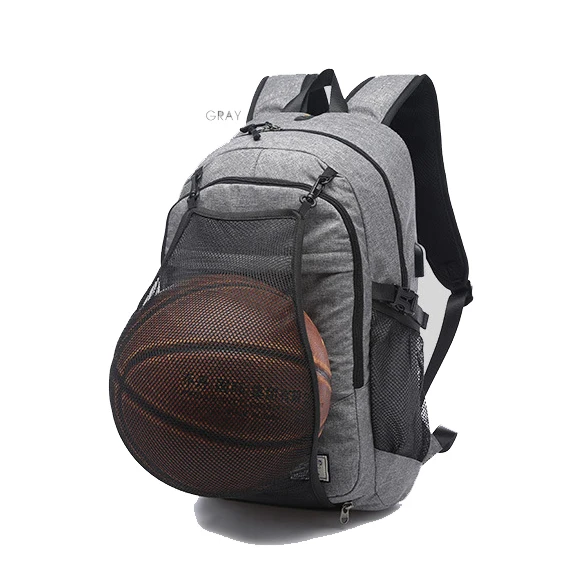

Utmost in convenience students school backpack with usb port basketball sports backpack, Black,gray