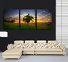 set of 3 trees pattern decorative picture, frameless painting wall clock