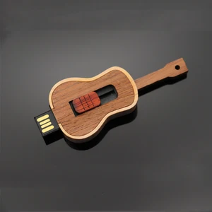 Gadget Wooden Guitar Shape Usb Stick Flash Drive With Laser Logo