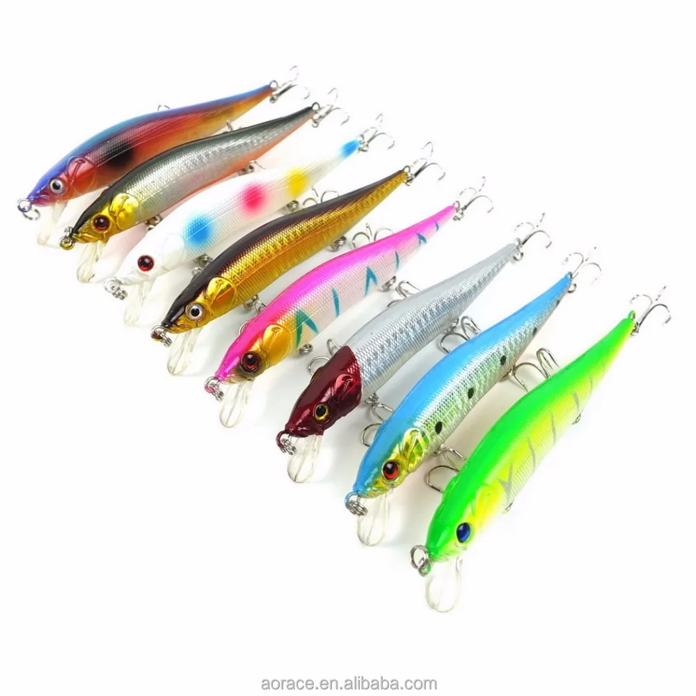 

Fishing artificial bait 11.5cm 13g Wobbler Minnow Fishing Lures Super Sinking Minnow Assorted 3d eyes fishing Tackle 8pcs, Mixed colors