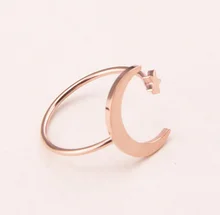 Cor&eacute;en Lune Zircon Ouvert R&eacute;glable Anneaux Bague En Acier Titane Personnalit&eacute; Hipster Simple Anneaux Pour Les Femmes Pour Les &Eacute;tudiants