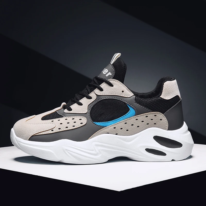 
mesh Breathable Men Shoes Causal Walking Running Sports Shoes Casual Yezzy Sneakers chunky sole 