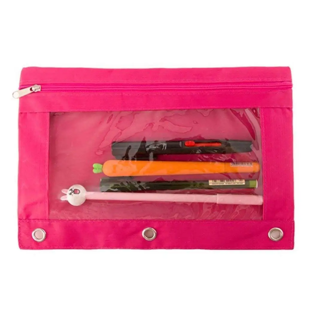 Justdolife Pencil Pouch Pen Holder Bag Creative 3-Ring Large Capacity Oxford Zipper Pencil Organizer Bag