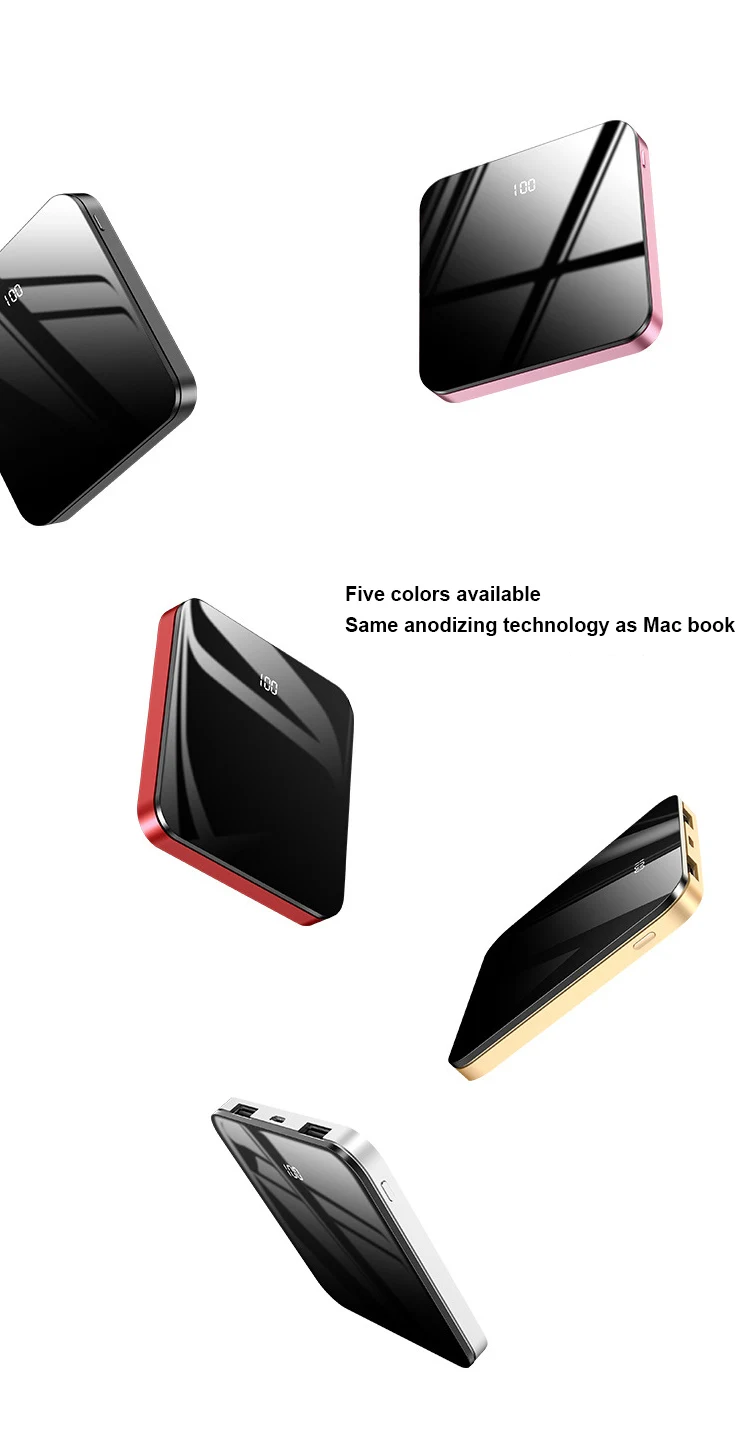 Newest Mini Full Mirror Screen Digital Display Mobile Charger power bank high capacity 10000 mAh - ANKUX.COM