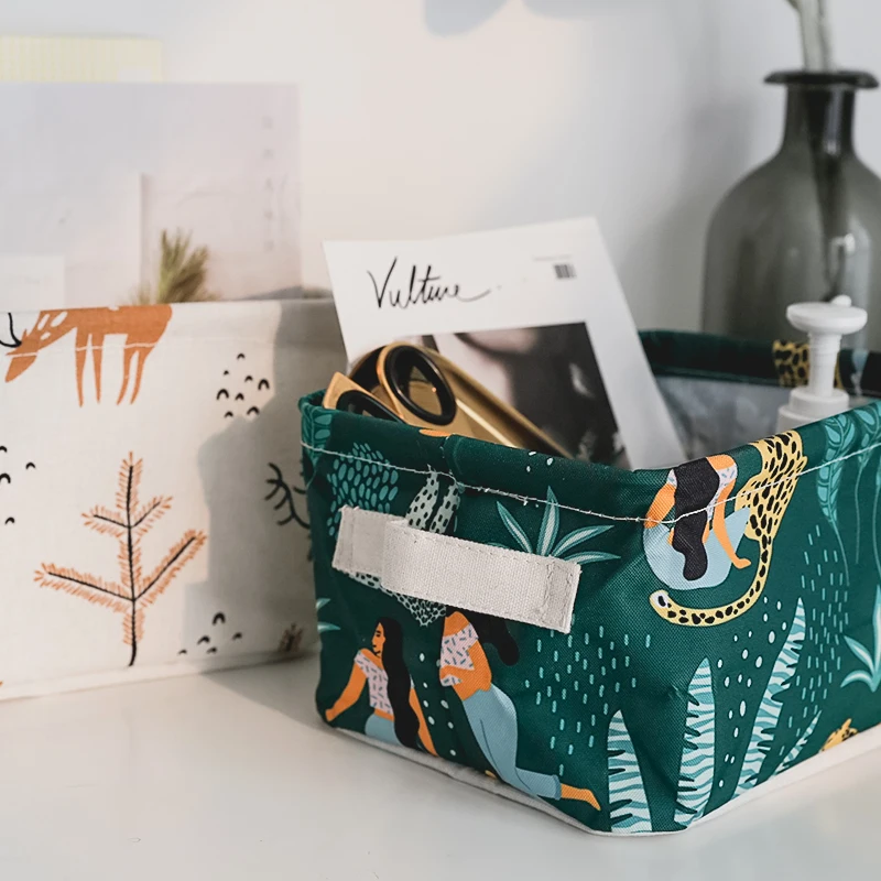 

Cotton Linen Fabric Home Storage Organization Baskets Folding Waterproof Cosmetic Storage Basket Collapsible Storage Basket, Multi color or customed