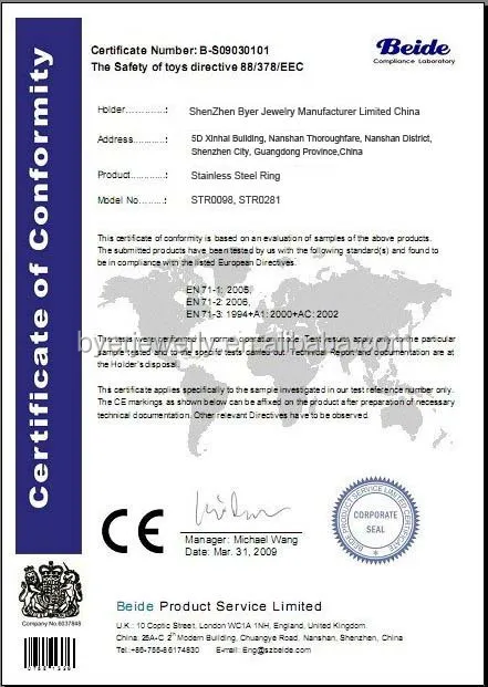 CE for stainless steel ring
