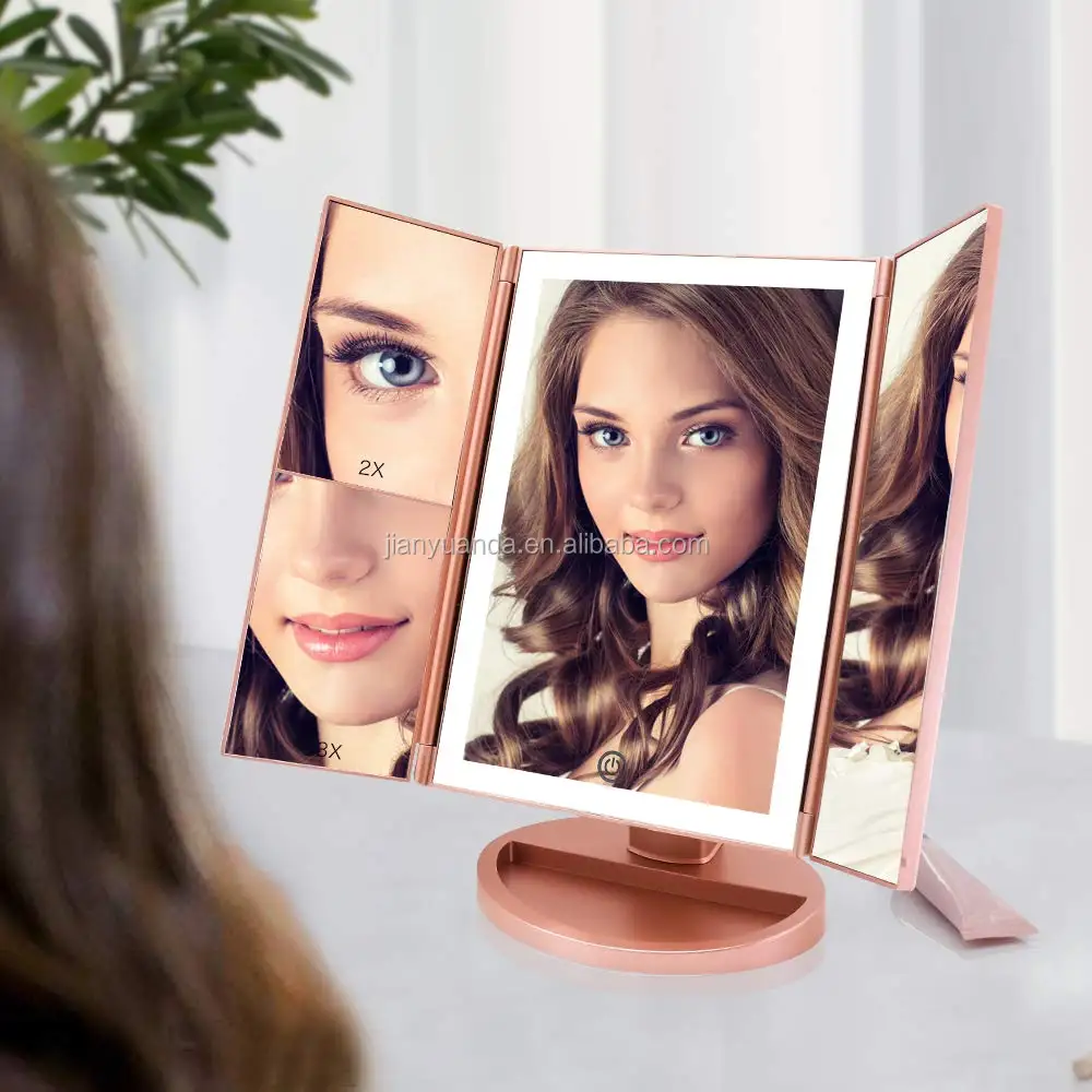 Modern Nordic Bedroom Room Travel Trifold Touch Switch Led Lighted