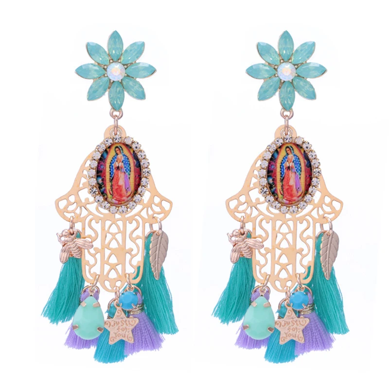 

Sehuoran Gold Plated Earrings Geometric Crystal Flower Earrings Tassel Jewelry Party Gifts, 9 color