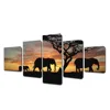 Wish Supplier 5 Panels Print Africa Elephant Canvas Wall Painting Art For Drop Shipping